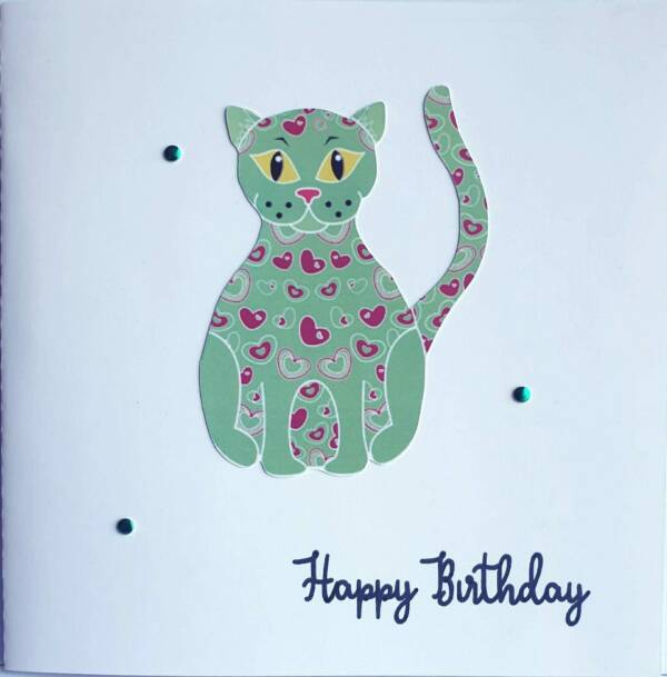 Cat Birthday Card – six colours available - Image 2