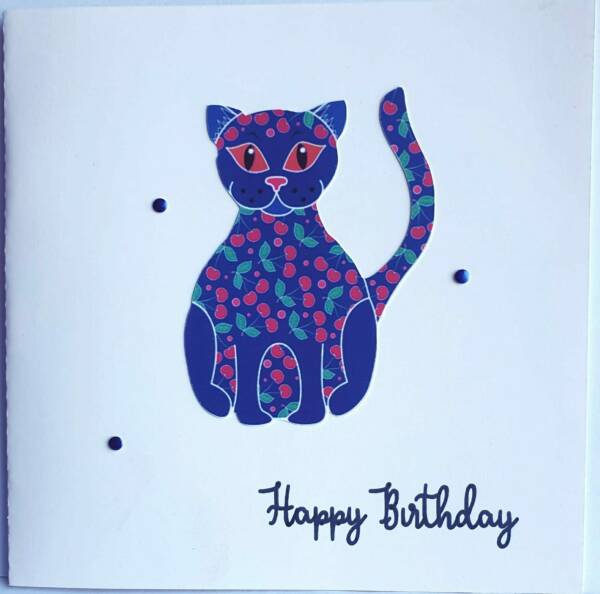 Cat Birthday Card – six colours available - Image 3