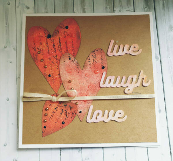 Live Laugh Love Hearts handmade card