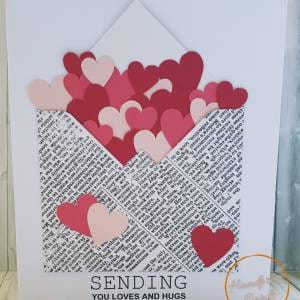 handmade greeting card with lots of hearts for get well or birthday