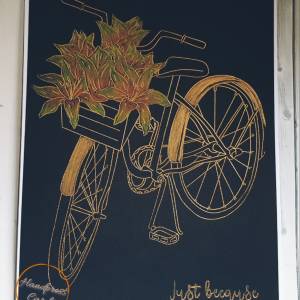 Gold Bike on Black Greeting Card