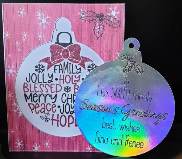 christmas card with decoration momento