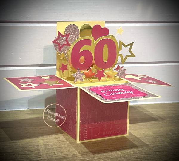 Age Birthday Pop up Box with Pink and glitter