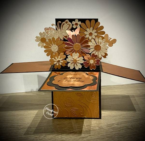 Black Bronze and Glitter pop up box card
