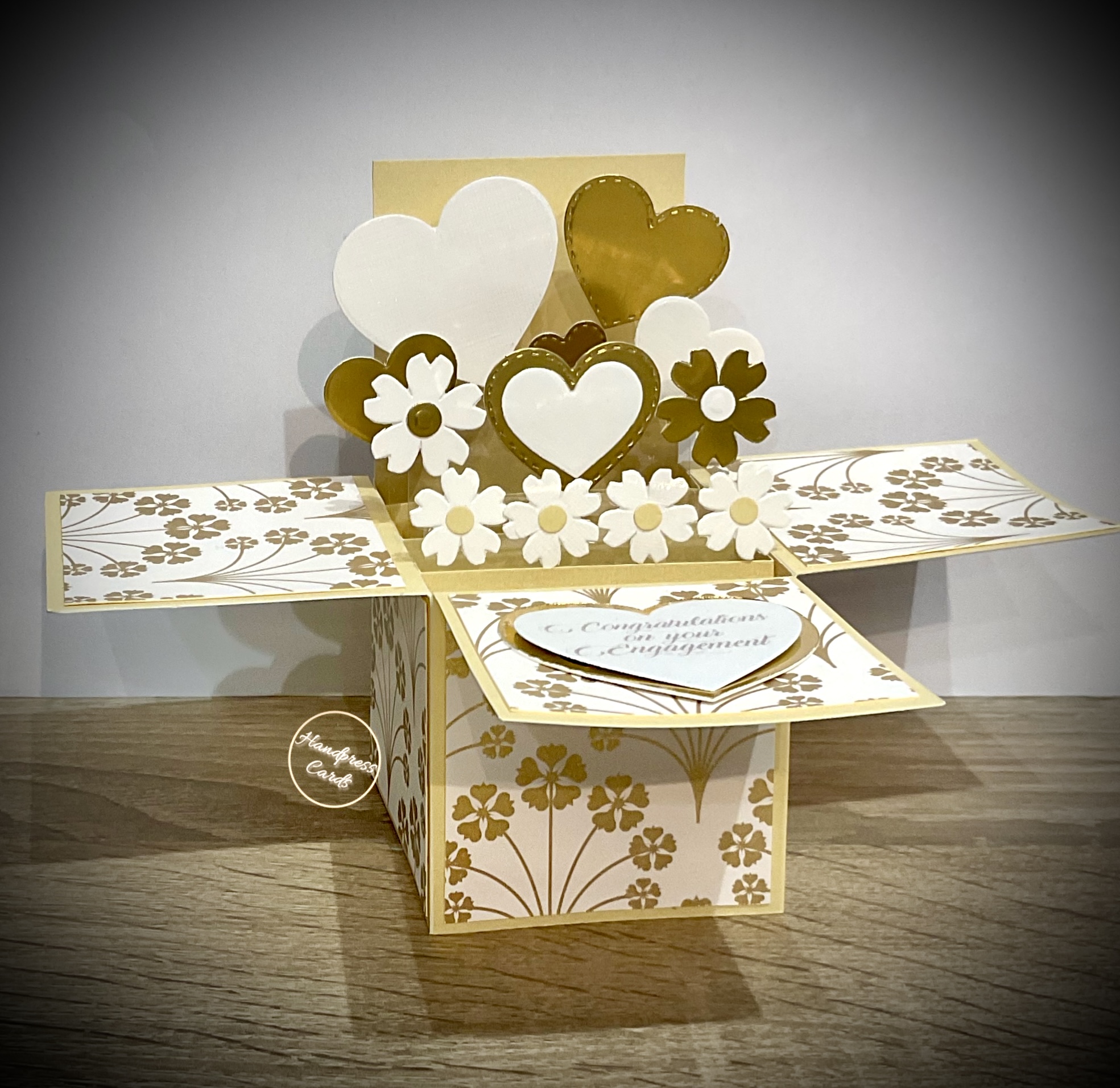Gold hearts  Pop up card