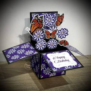 Purple Flowers with butterflies pop up card