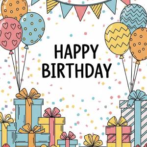 Gifts and Balloons Birthday Card