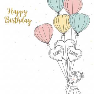 Heart Balloons Birthday Card