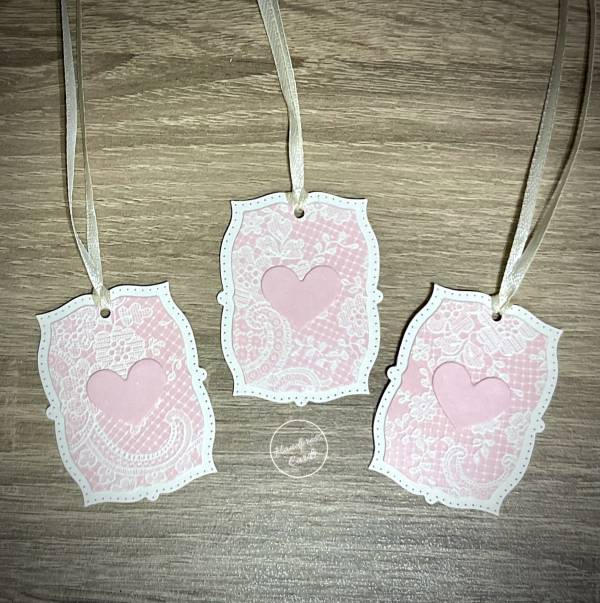3 x Pink vintage look gift tags