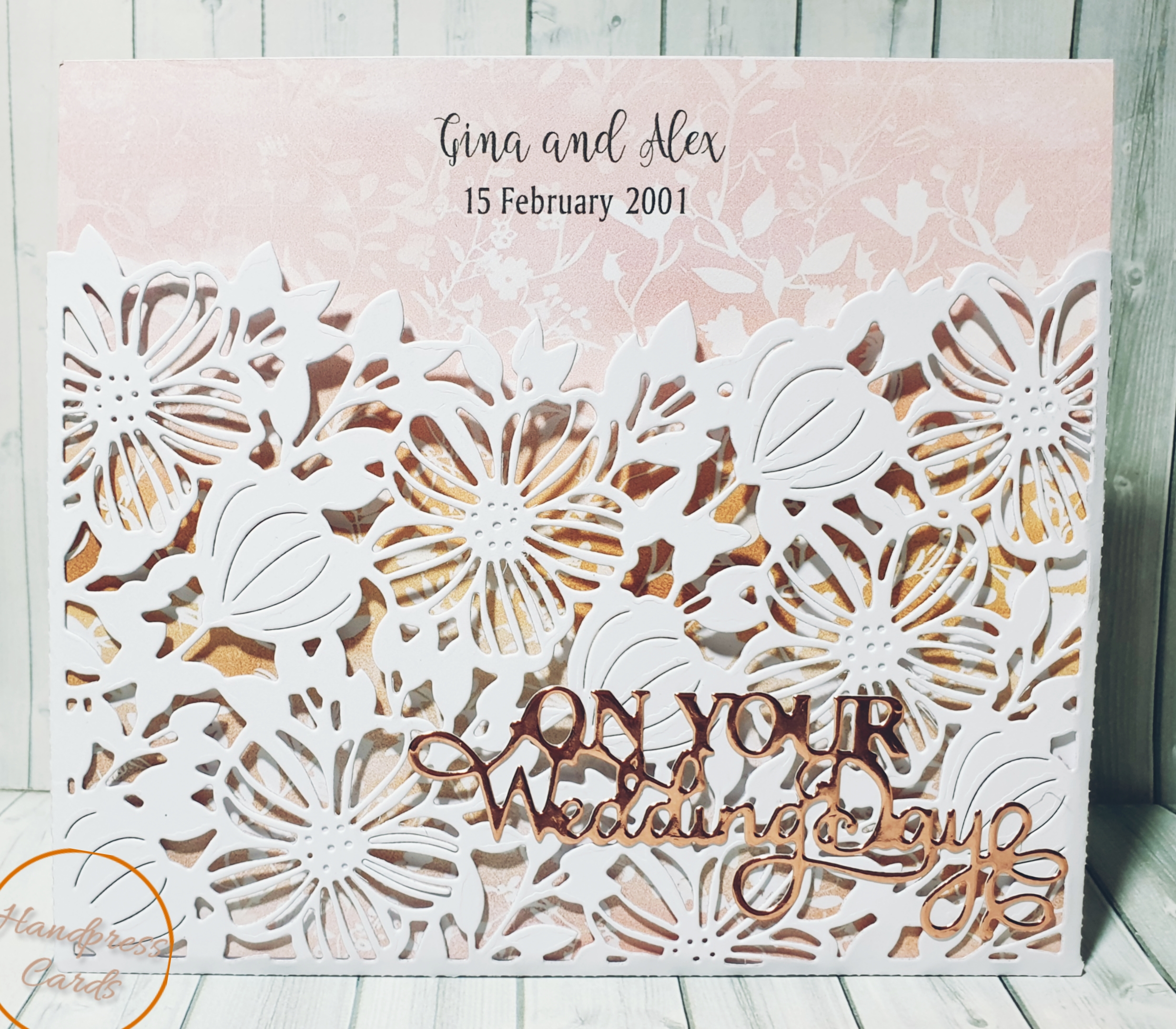 Etched Flowers Wedding Card