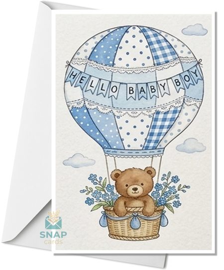 welcome baby boy greeting card