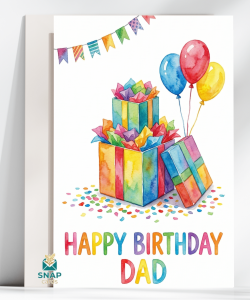 birthdayG4 Balloons and present Happy birthday dad card | Paperhugz