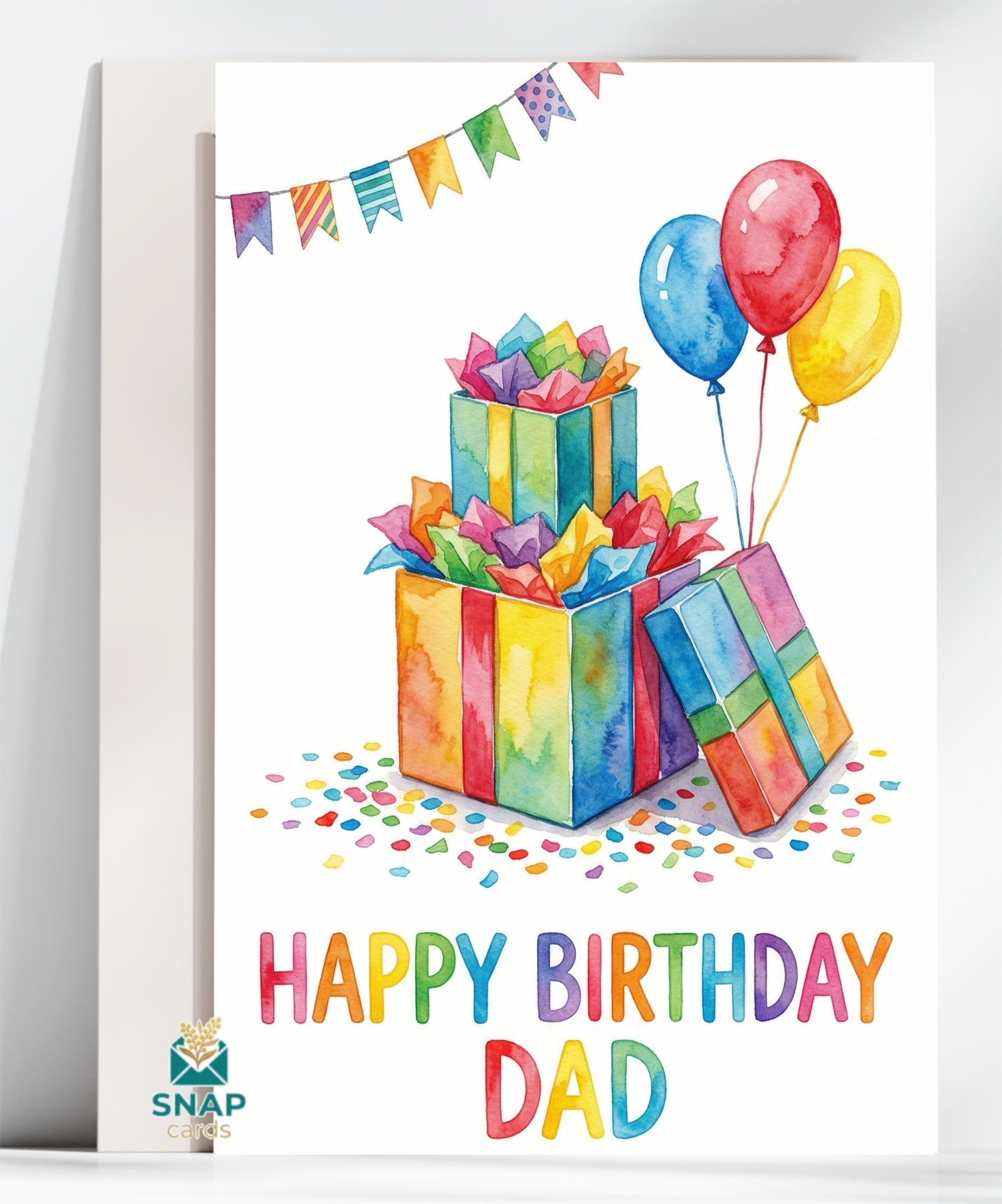 Balloons and present Happy birthday dad card | Paperhugz
