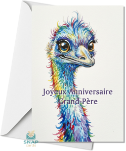internationalGF4.fw Watercolour emu grandfather birthday card in multiple languages — Cards in Your Language Australia