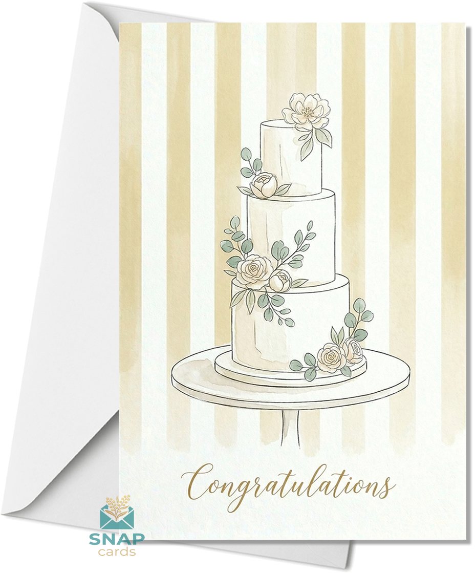 Elegant Wedding Congratulations Card | Wedding Cake Design | Paperhugz