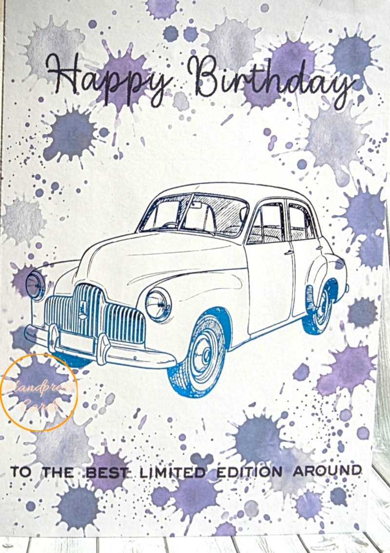 Handmade Blue Foil Vintage Car Birthday Card | Handpress Cards Handmade Blue Foil Vintage Car Birthday Card | Handpress Cards