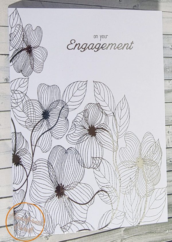 Gold foil wedding day card with line-art floral design and "On Your Wedding Day" text, by Handpress Cards